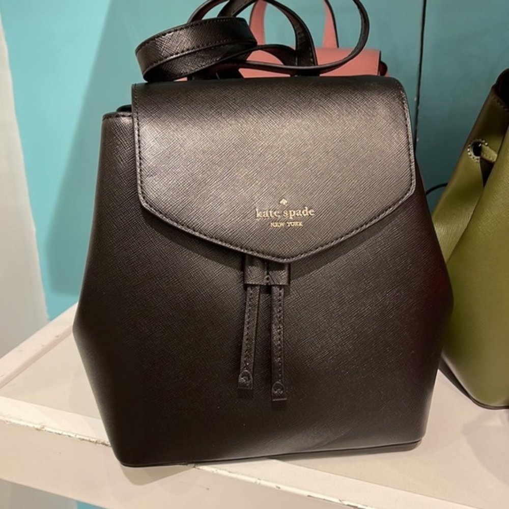 Kate Spade Lizzie Medium Flap Backpack Black - Picture 14 of 16